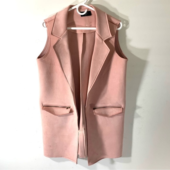 AX Paris Pink sleeveless Faux Suede Vest Jacket NEW - Picture 2 of 11